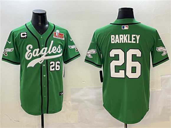 Men's Philadelphia Eagles #26 Saquon Barkley Green 2025 Super Bowl LIX And 3-Star C Patch Stitched Baseball Jersey,We sell and wholesale Men's Philadelphia Eagles #26 Saquon Barkley Green 2025 Super Bowl LIX And 3-Star C Patch Stitched Baseball Jersey on line form chian!